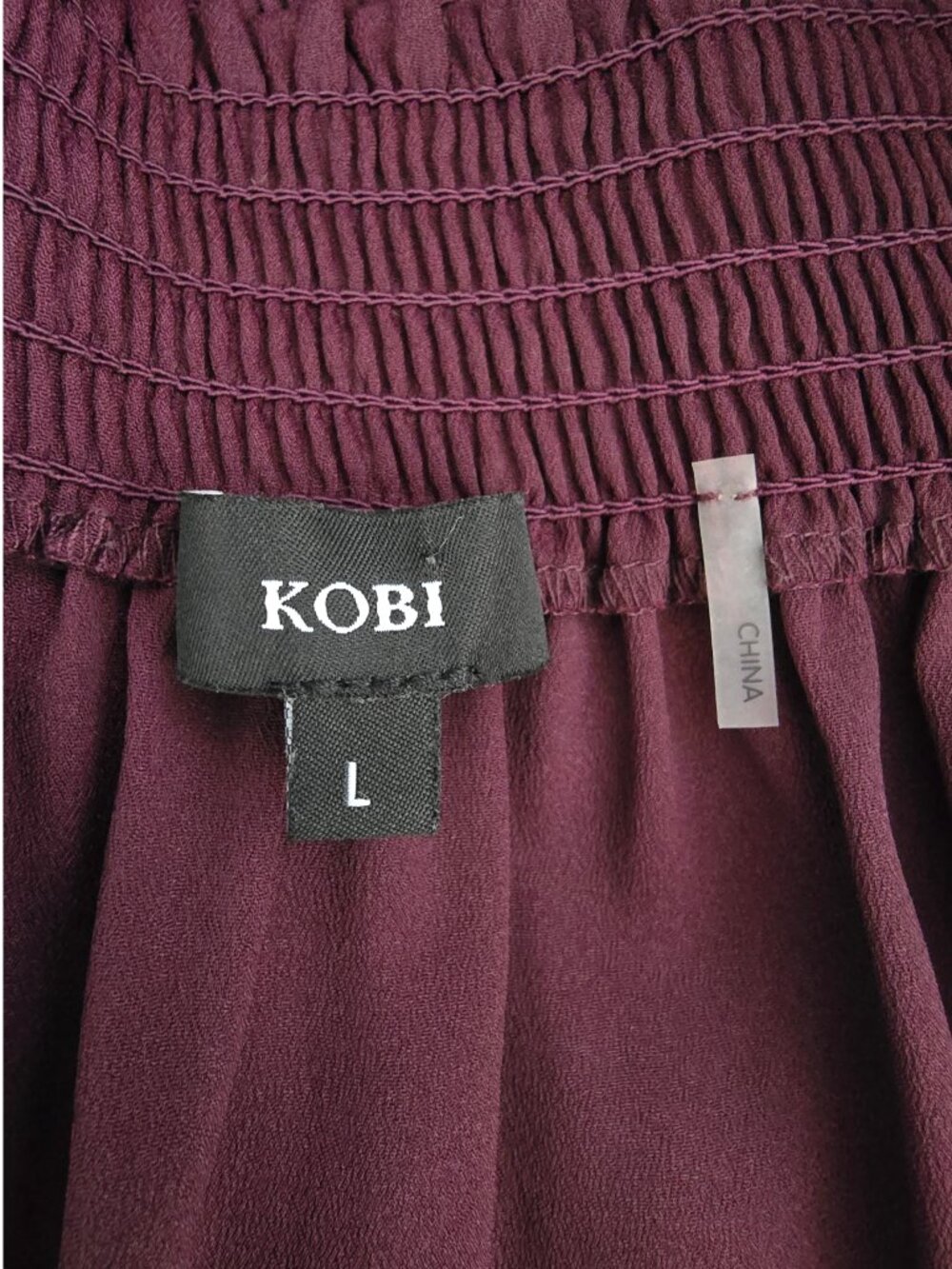 Kobi Women's Off The Shoulder Burgundy Blouse w Crochet Lace Sleeves Size Large - Picture 10 of 11